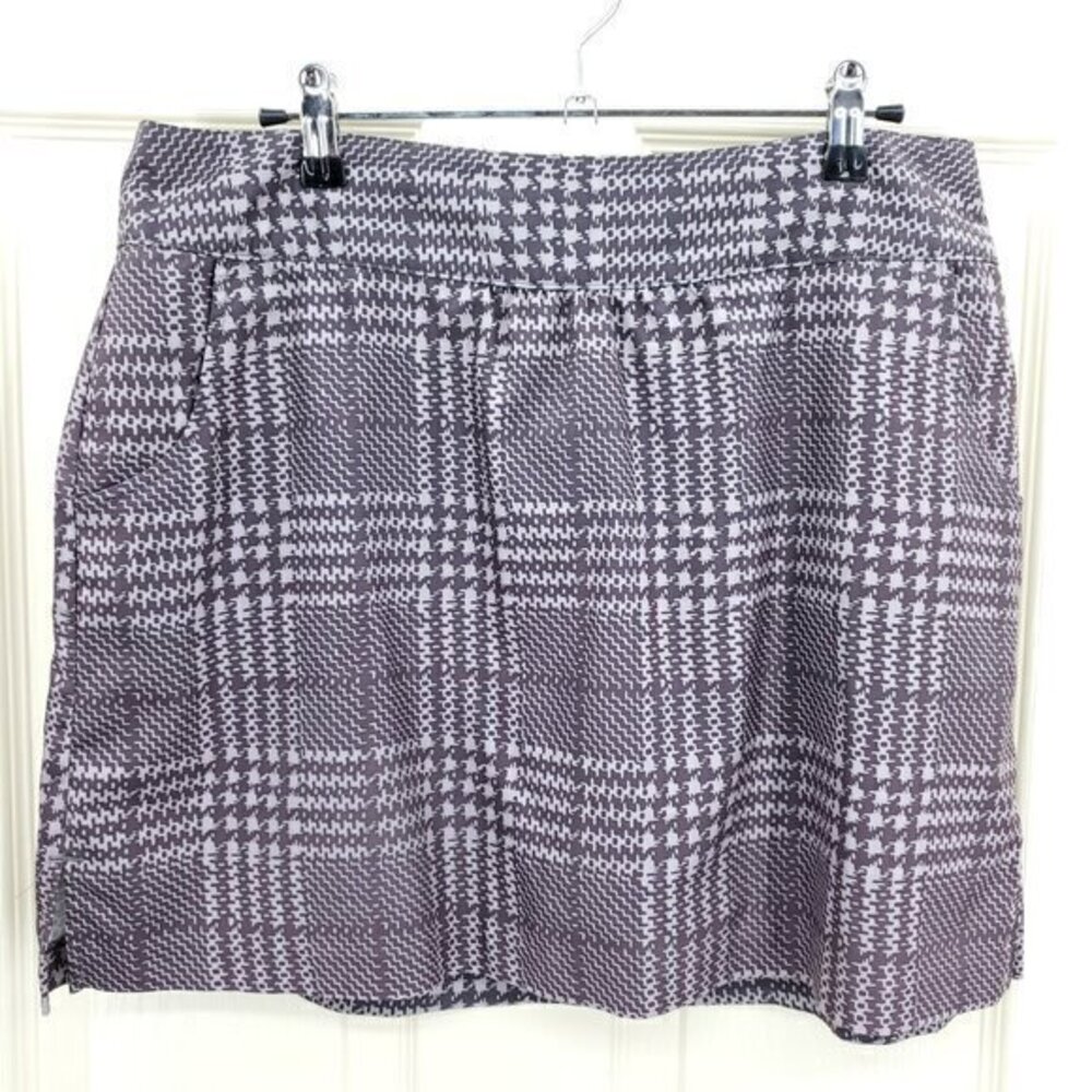 Lady Hagen Stretchy Lightweight Plaid Skort/Skirt with Hidden Shorts 10 Gray